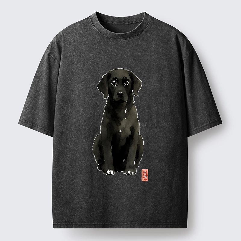 Tokyo‑Tiger Quirky Ink Dog Washed T‑Shirt
