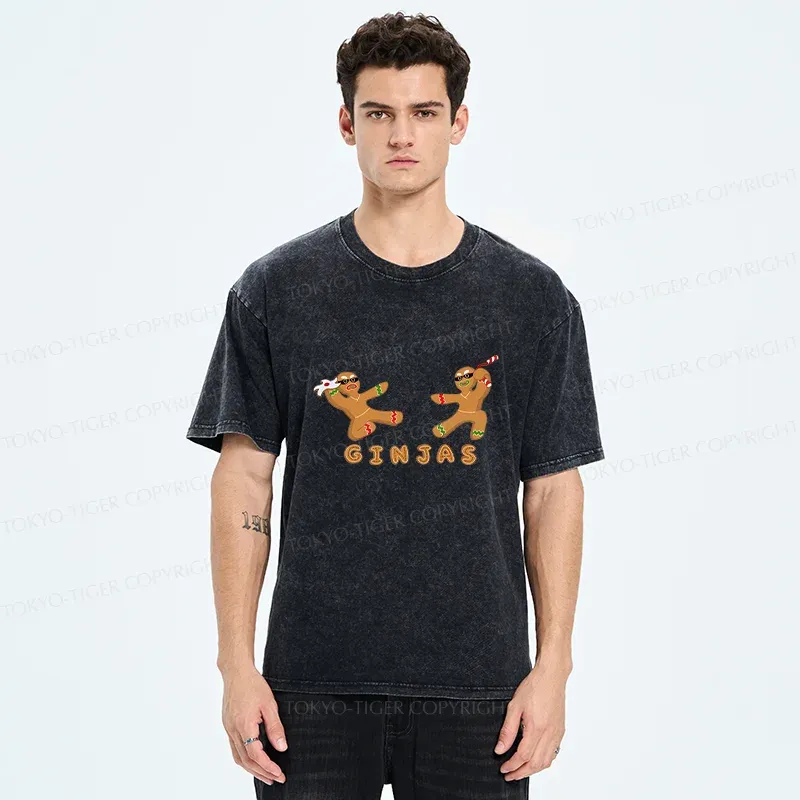 Tokyo-Tiger Gingerbread Ninja Washed T-Shirt