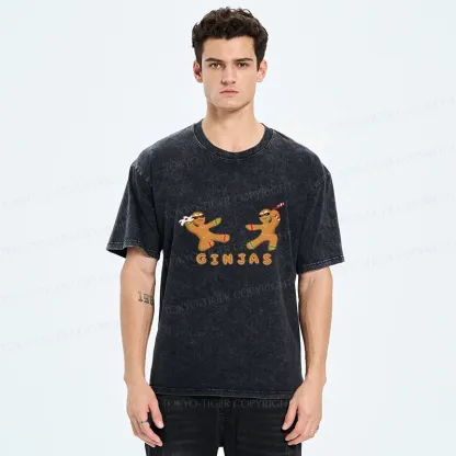 Tokyo-Tiger Gingerbread Ninja Washed T-Shirt