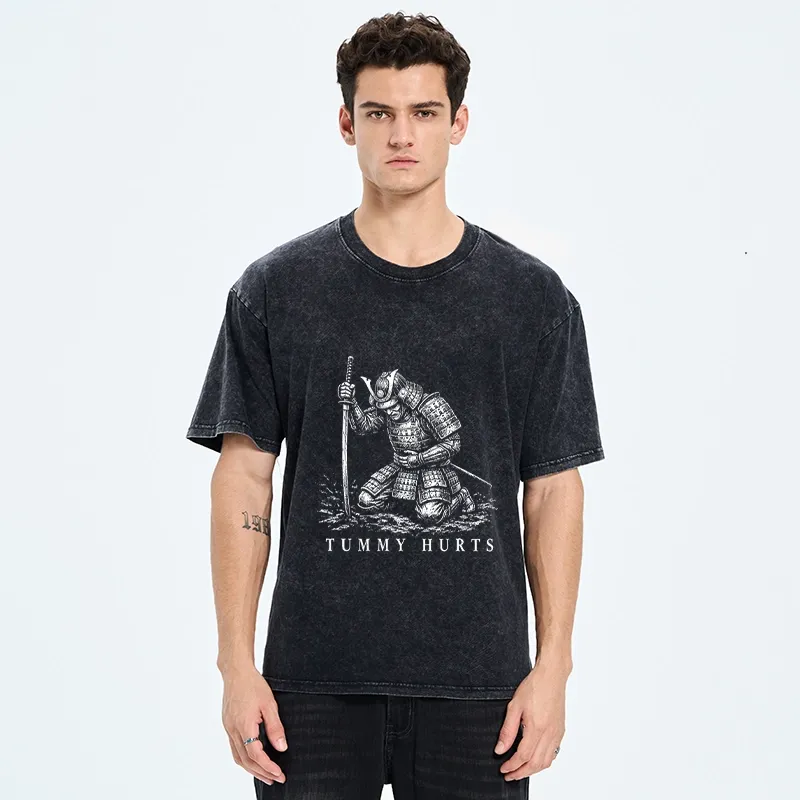 Tokyo‑Tiger Funny Tummy Hurts Washed T‑Shirt