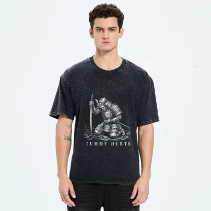 Tokyo‑Tiger Funny Tummy Hurts Washed T‑Shirt