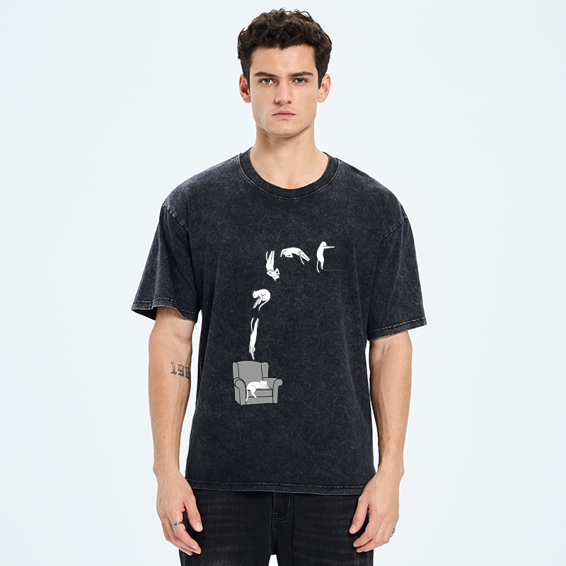 Tokyo-Tiger Diving Details Cat Washed T-Shirt