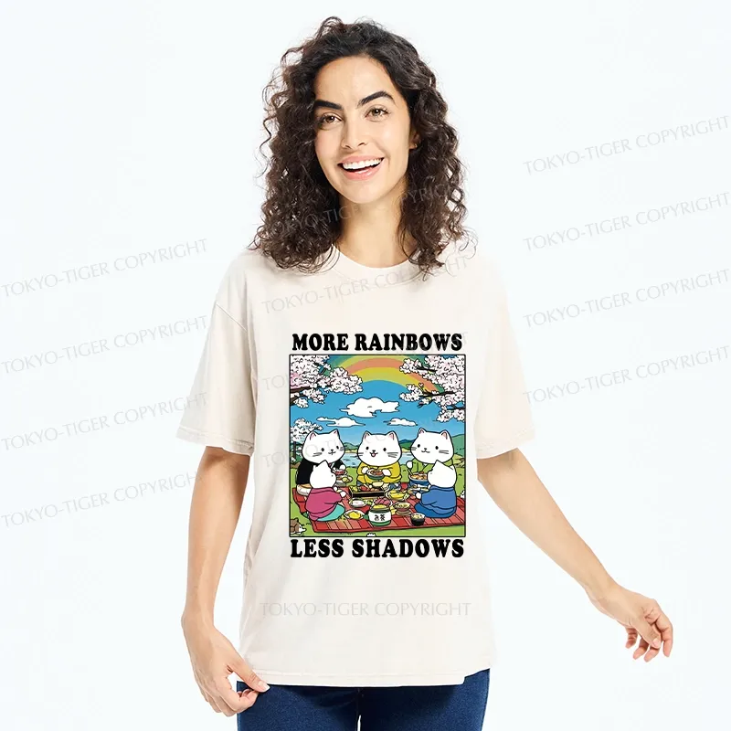 Tokyo-Tiger More Rainbows Less Shadows Funny Washed T-Shirt
