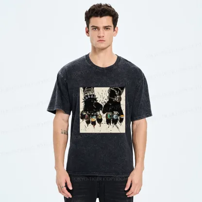 Tokyo-Tiger Funny Rich Cat Washed T-Shirt