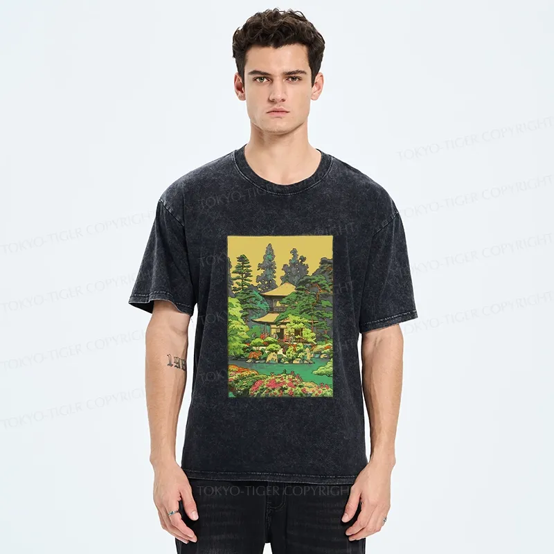 Tokyo-Tiger Retro Kyoto Garden Washed T-Shirt