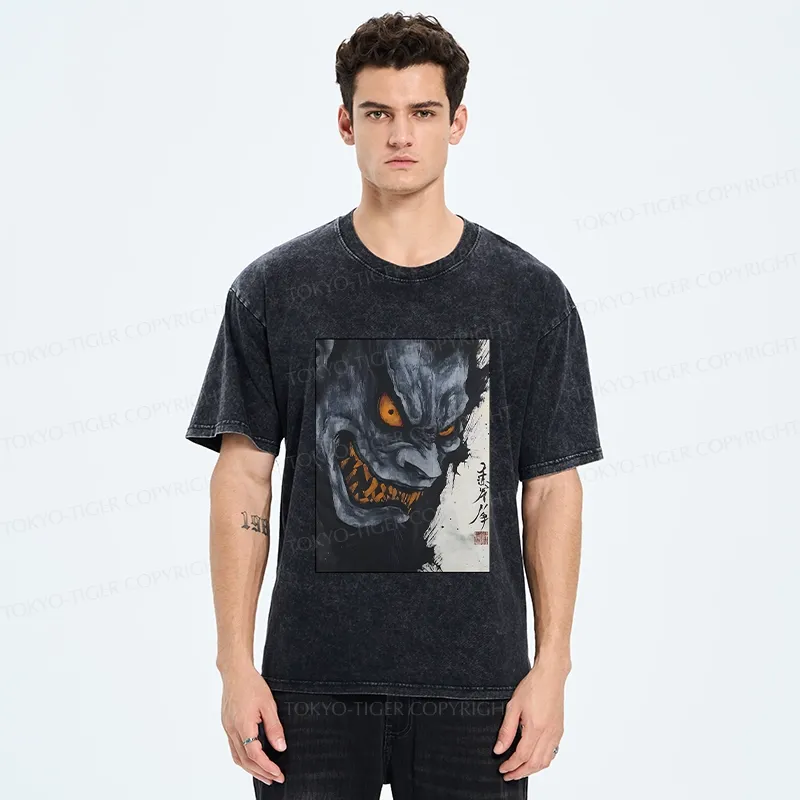 Tokyo-Tiger Japanese Horror Demon Washed T-Shirt