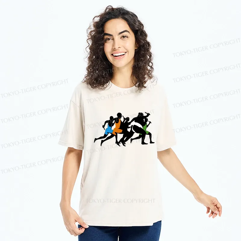 Tokyo-Tiger Funny Sumo Race Washed T-Shirt