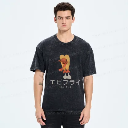 Tokyo-Tiger Yummy Fried shrimp Washed T-Shirt