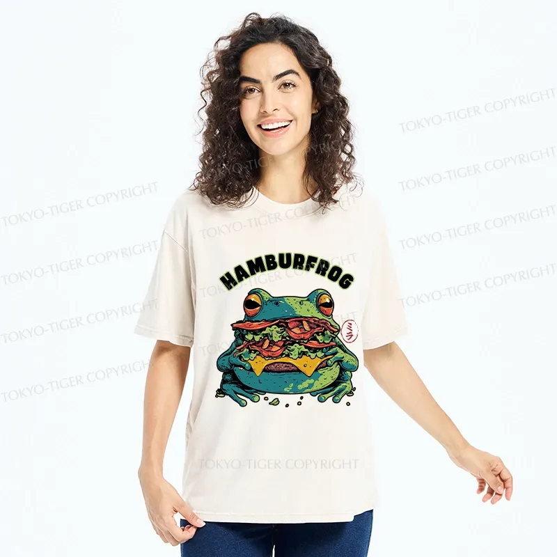 Tokyo-Tiger Funny Hamburfrog Washed T-Shirt