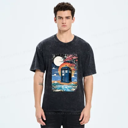 Tokyo-Tiger Tardis Under The Moonlight Washed T-Shirt