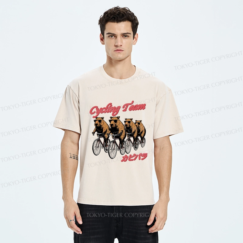 Tokyo-Tiger Capybara Cycling Team Washed T-Shirt