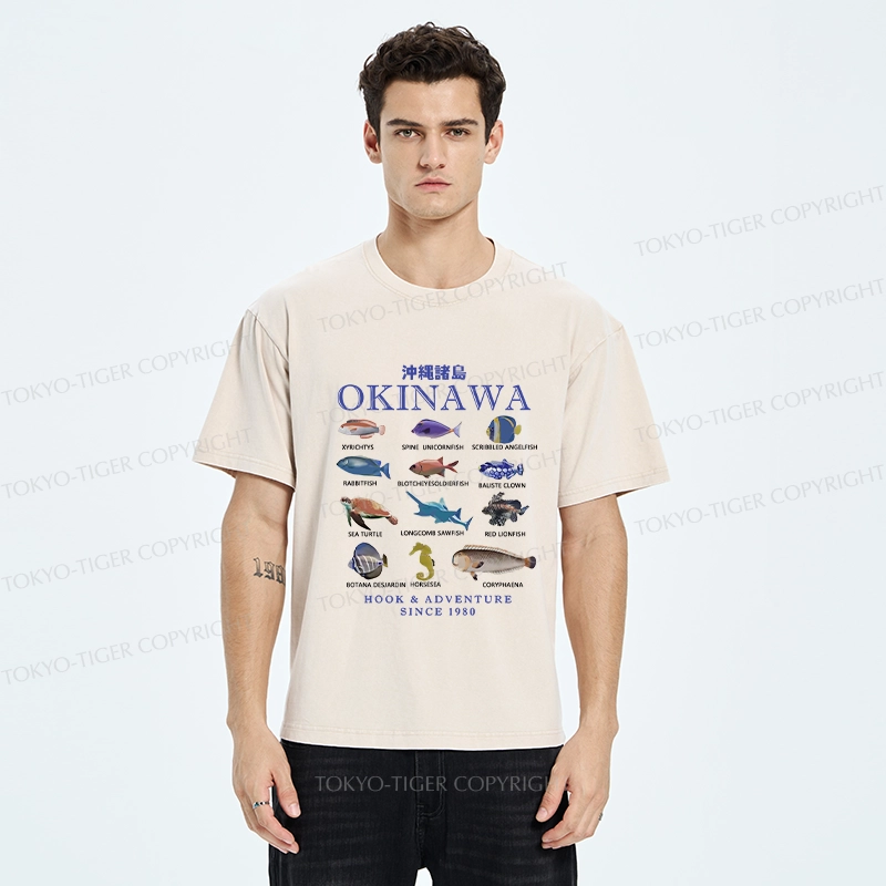 Tokyo-Tiger Okinawa Islands Fish Washed T-Shirt