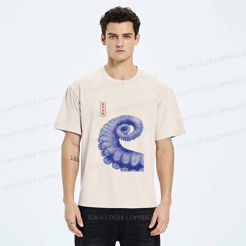 Tokyo-Tiger Octopus Tentacle Washed T-Shirt