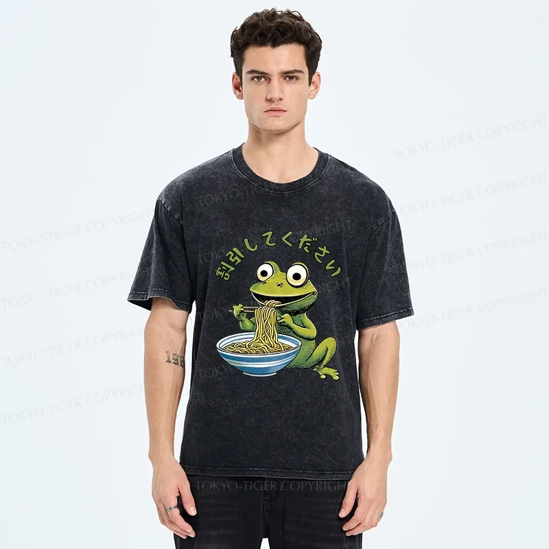Tokyo-Tiger Please Give Frog A Discount Washed T-Shirt