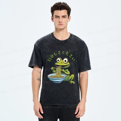 Tokyo-Tiger Please Give Frog A Discount Washed T-Shirt