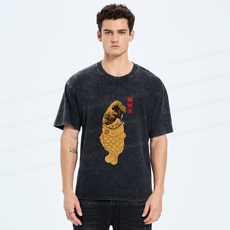 Tokyo-Tiger The Great Wave Off Taiyaki Washed T-Shirt