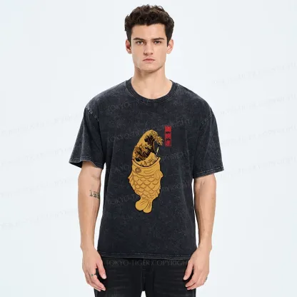 Tokyo-Tiger The Great Wave Off Taiyaki Washed T-Shirt