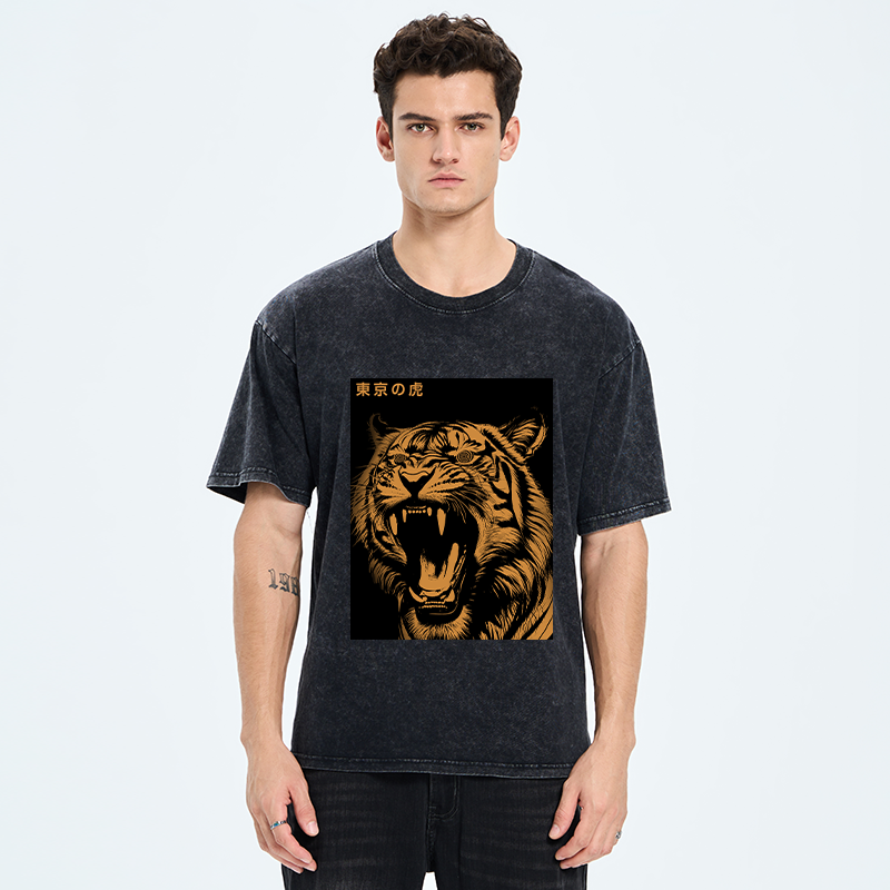 Tokyo-Tiger Roaring Tiger Washed T-Shirt