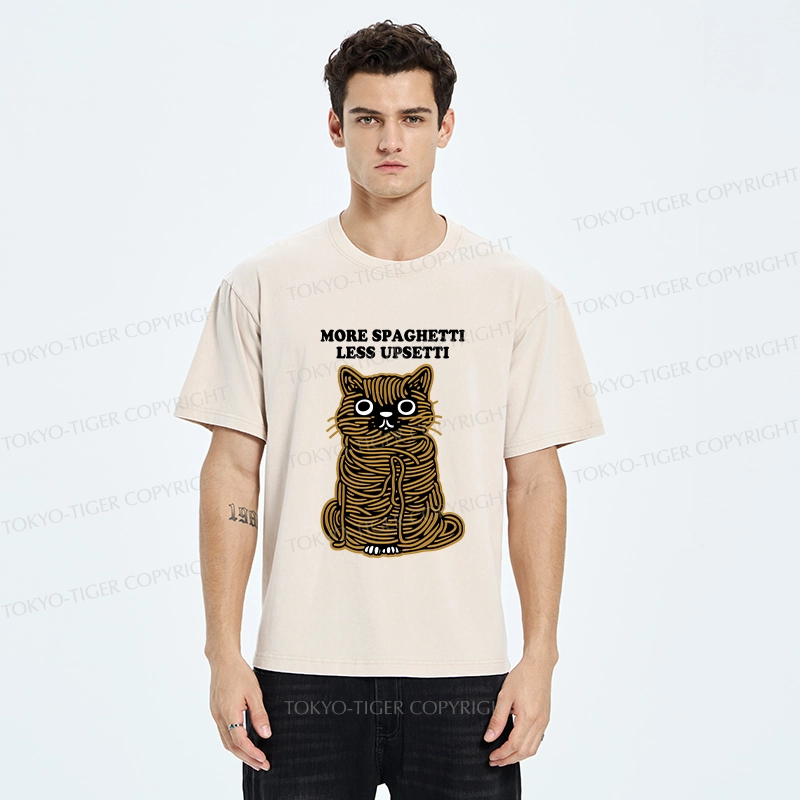 Tokyo-Tiger More Spaghetti Less Upsetti Cat Washed T-Shirt