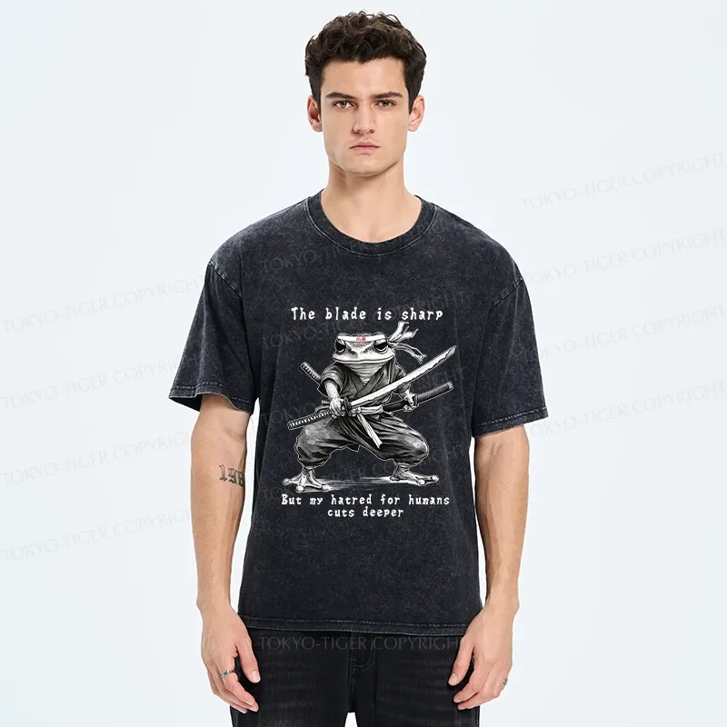 Tokyo-Tiger Attack Human Frog Ninja Washed T-Shirt