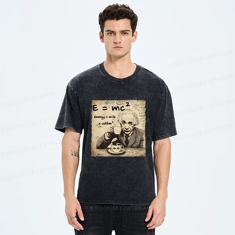 Tokyo-Tiger Funny Energy=Milk x Coffee^2 Washed T-Shirt