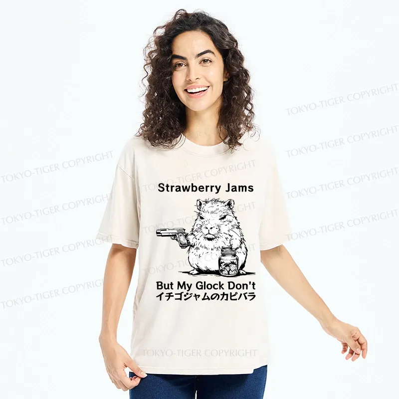 Tokyo-Tiger Strawberry Jams Capybara Washed T-Shirt