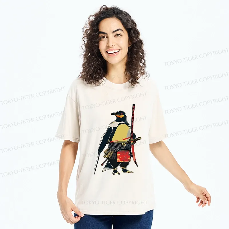 Tokyo-Tiger Samurai Penguin Washed T-Shirt
