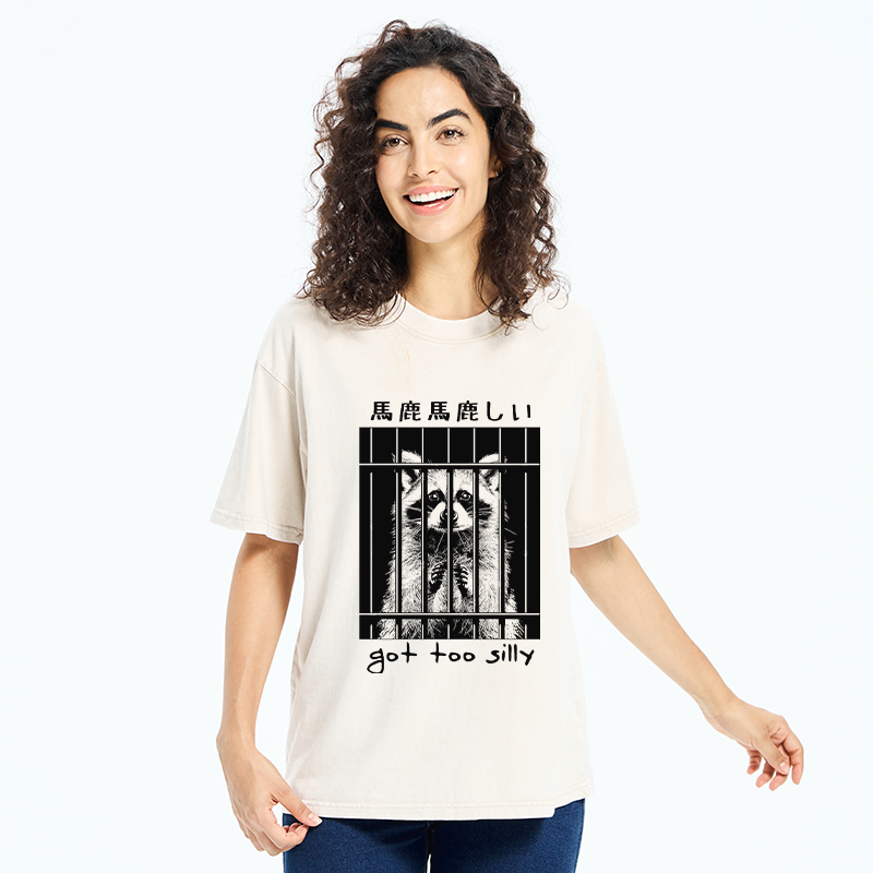 Tokyo-Tiger Raccoon Got Too Silly Washed T-Shirt
