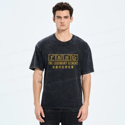 Tokyo-Tiger Funny Father Chemical Element Washed T-Shirt