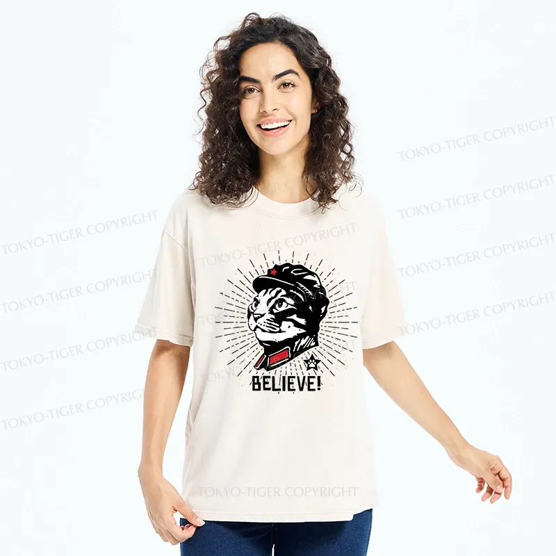 Tokyo-Tiger Trust Cat Chairman Washed T-Shirt