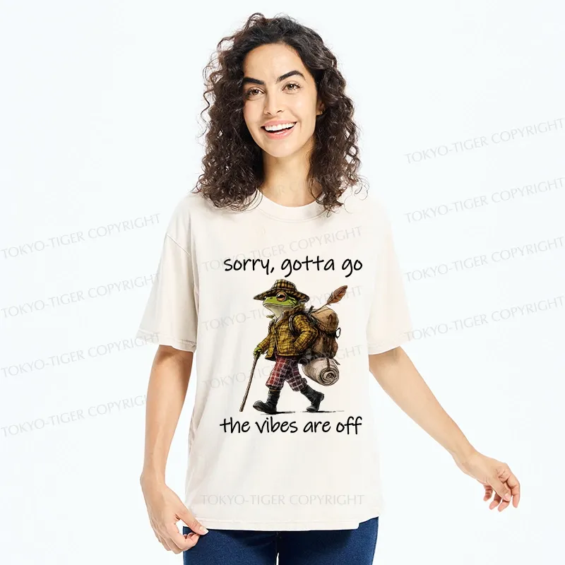 Tokyo-Tiger Funny Frog Walks Away Washed T-Shirt