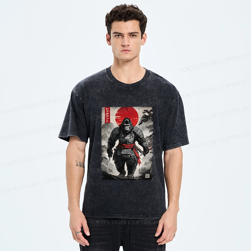 Tokyo-Tiger Retro Bigfoot Samurai Washed T-Shirt
