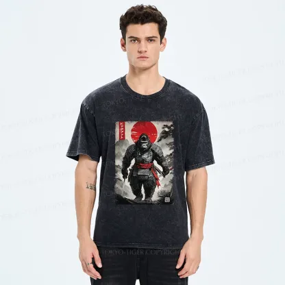 Tokyo-Tiger Retro Bigfoot Samurai Washed T-Shirt