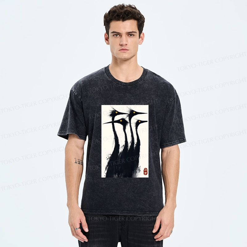 Tokyo-Tiger Vintage Japanese Crane Washed T-Shirt