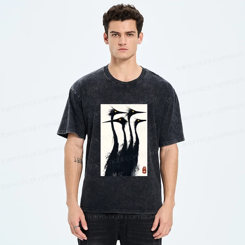 Tokyo-Tiger Vintage Japanese Crane Washed T-Shirt