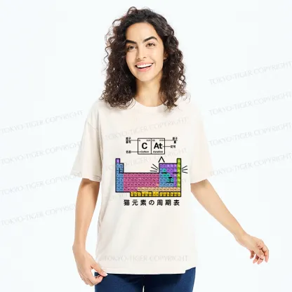 Tokyo-Tiger Cat Periodic Table Of Elements Washed T-Shirt