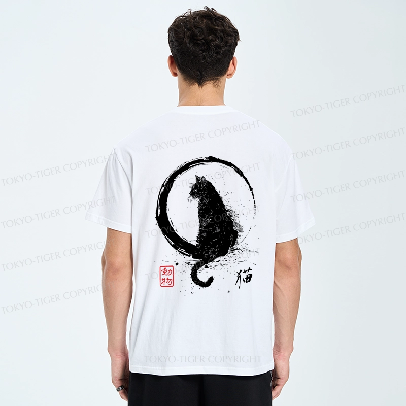 Tokyo-Tiger Retro Japanese Black Cat Front Back Classic T-Shirt