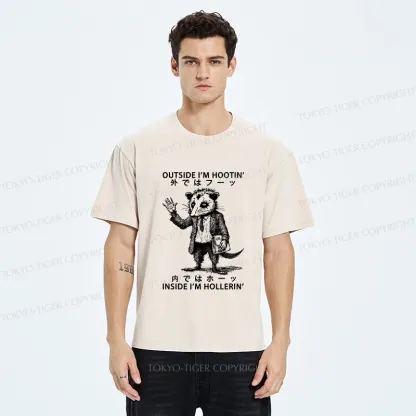 Tokyo-Tiger Funny Hootin' And Hollerin' Possum Washed T-Shirt
