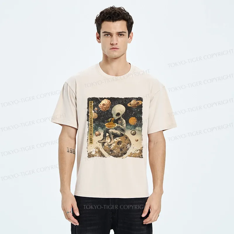 Tokyo-Tiger Ramen Delivery To An Alien Planet Washed T-Shirt