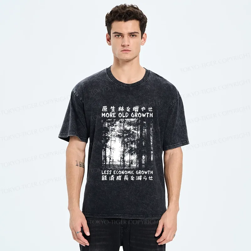 Tokyo-Tiger More Old Growth Less Economic Growth Washed T-Shirt