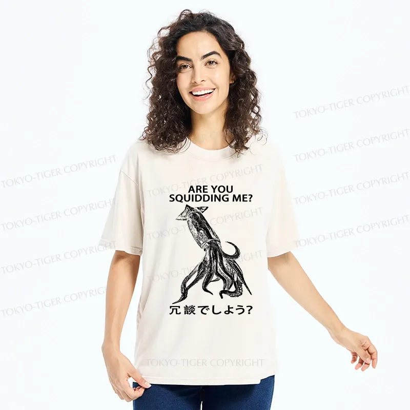 Tokyo-Tiger Are You Squidding Me? Washed T-Shirt