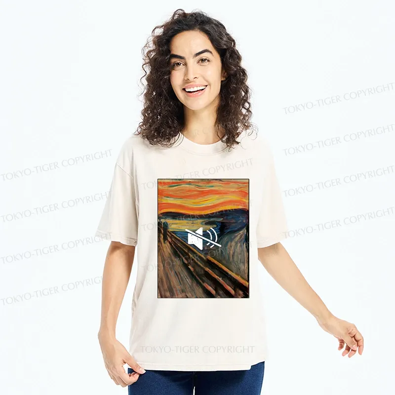 Tokyo-Tiger Funny Banning The Scream Washed T-Shirt