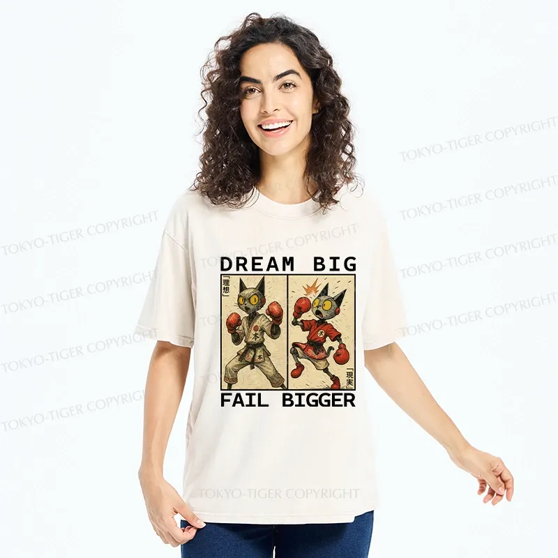 Tokyo-Tiger Dream Big Fail Bigger Washed T-Shirt