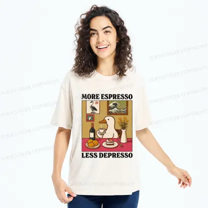 Tokyo-Tiger More Espresso Less Depresso Goose Washed T-Shirt