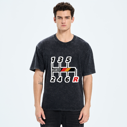 Tokyo-Tiger Car Gear Stick Washed T-Shirt