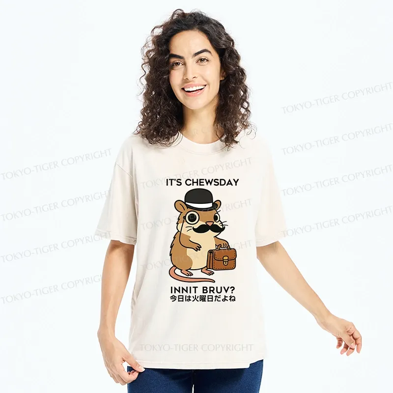 Tokyo-Tiger It's Chewsday Innit Bruv Washed T-Shirt