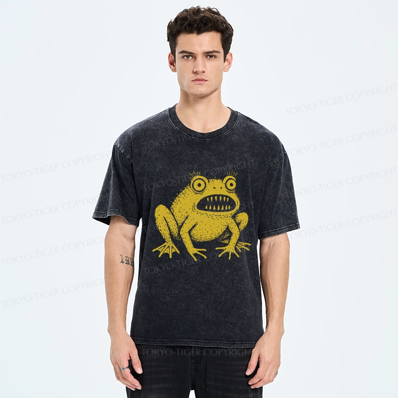 Tokyo-Tiger Horrible Japanese Frog Washed T-Shirt