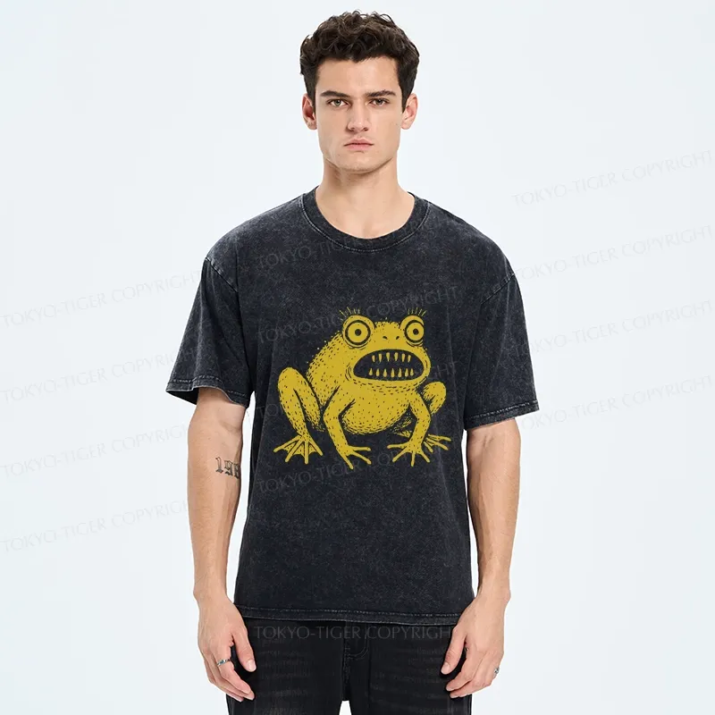 Tokyo-Tiger Horrible Japanese Frog Washed T-Shirt