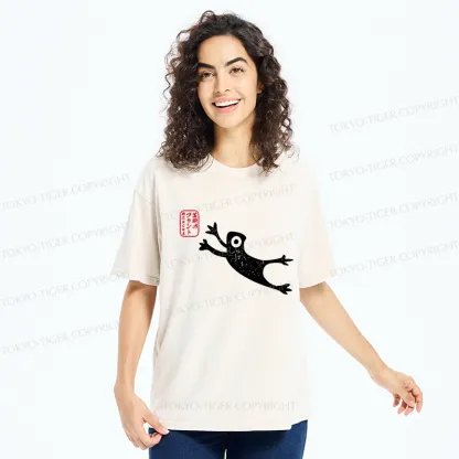Tokyo-Tiger Funny Grumpy Japanese Frog Washed T-Shirt