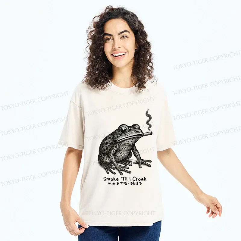 Tokyo-Tiger Funny Smoke 'Til I Croak Washed T-Shirt